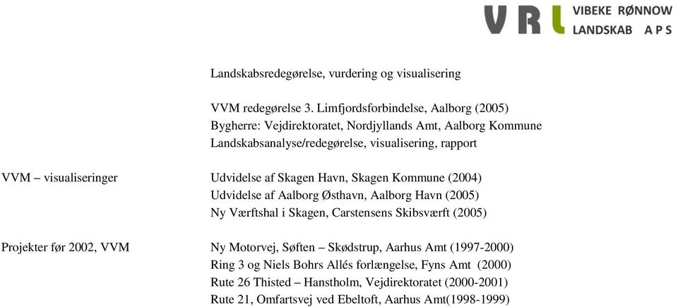 visualiseringer Udvidelse af Skagen Havn, Skagen Kommune (2004) Udvidelse af Aalborg Østhavn, Aalborg Havn (2005) Ny Værftshal i Skagen, Carstensens