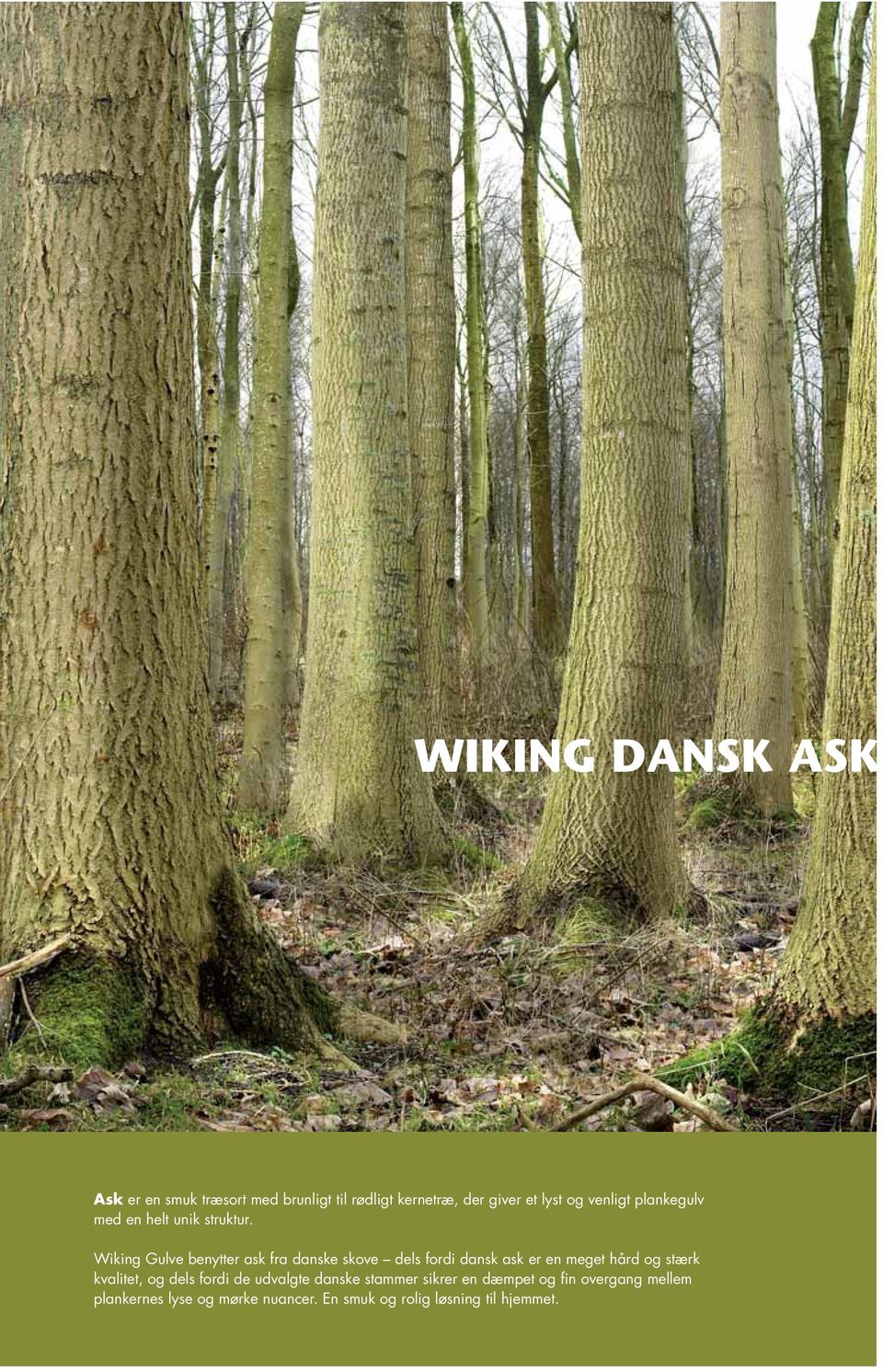 Wiking Gulve benytter ask fra danske skove dels fordi dansk ask er en meget hård og stærk