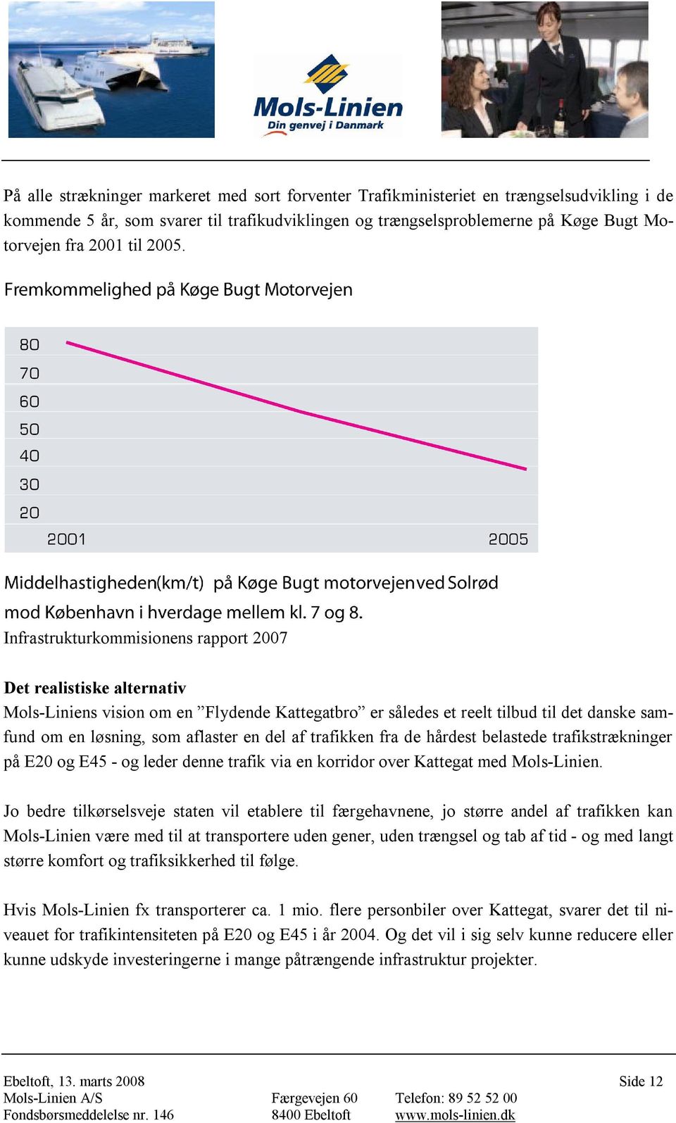 Infrastrukturkommisionens rapport 2007 Det realistiske alternativ Mols-Liniens vision om en Flydende Kattegatbro er således et reelt tilbud til det danske samfund om en løsning, som aflaster en del