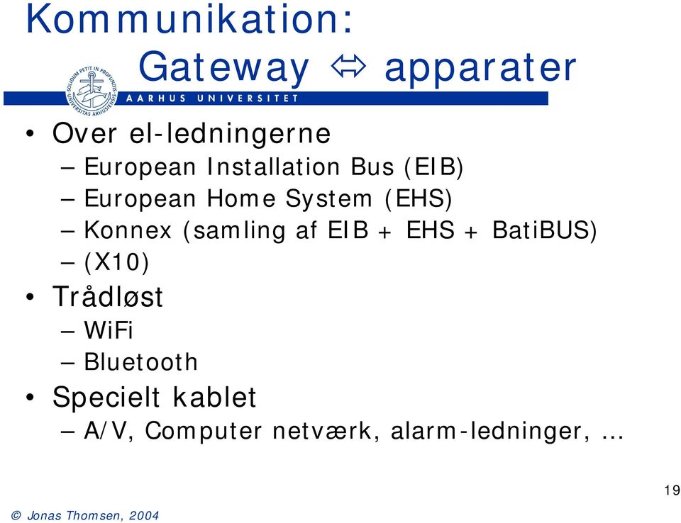 Konnex (samling af EIB + EHS + BatiBUS) (X10) Trådløst WiFi