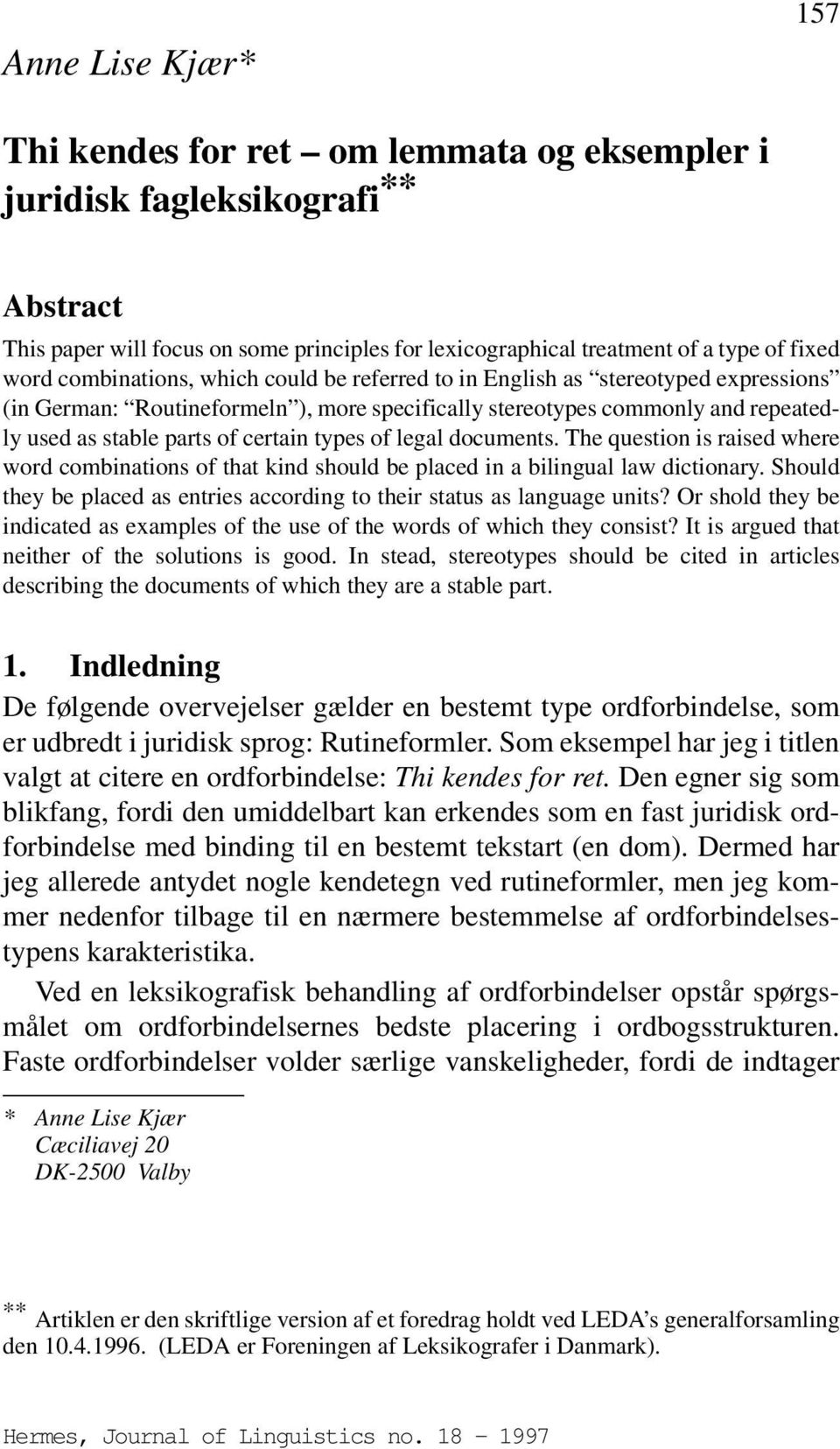 Thi kendes for ret om lemmata og eksempler i juridisk fagleksikografi ** -  PDF Gratis download