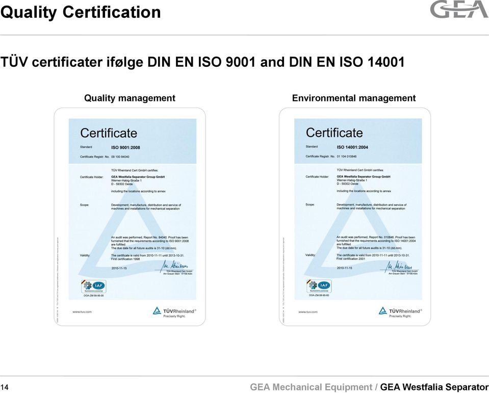9001 and DIN EN ISO 14001