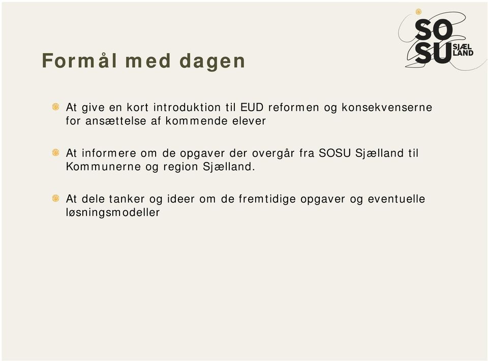 opgaver der overgår fra SOSU Sjælland til Kommunerne og region Sjælland.