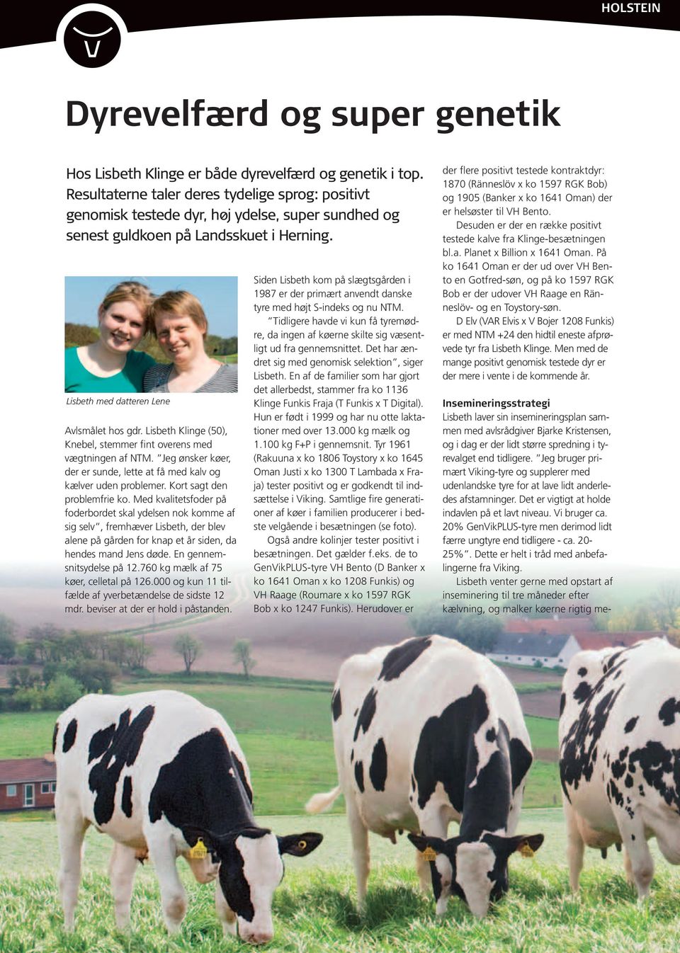Lisbeth Klinge (50), Knebel, stemmer fint overens med vægtningen af NTM. Jeg ønsker køer, der er sunde, lette at få med kalv og kælver uden problemer. Kort sagt den problemfrie ko.