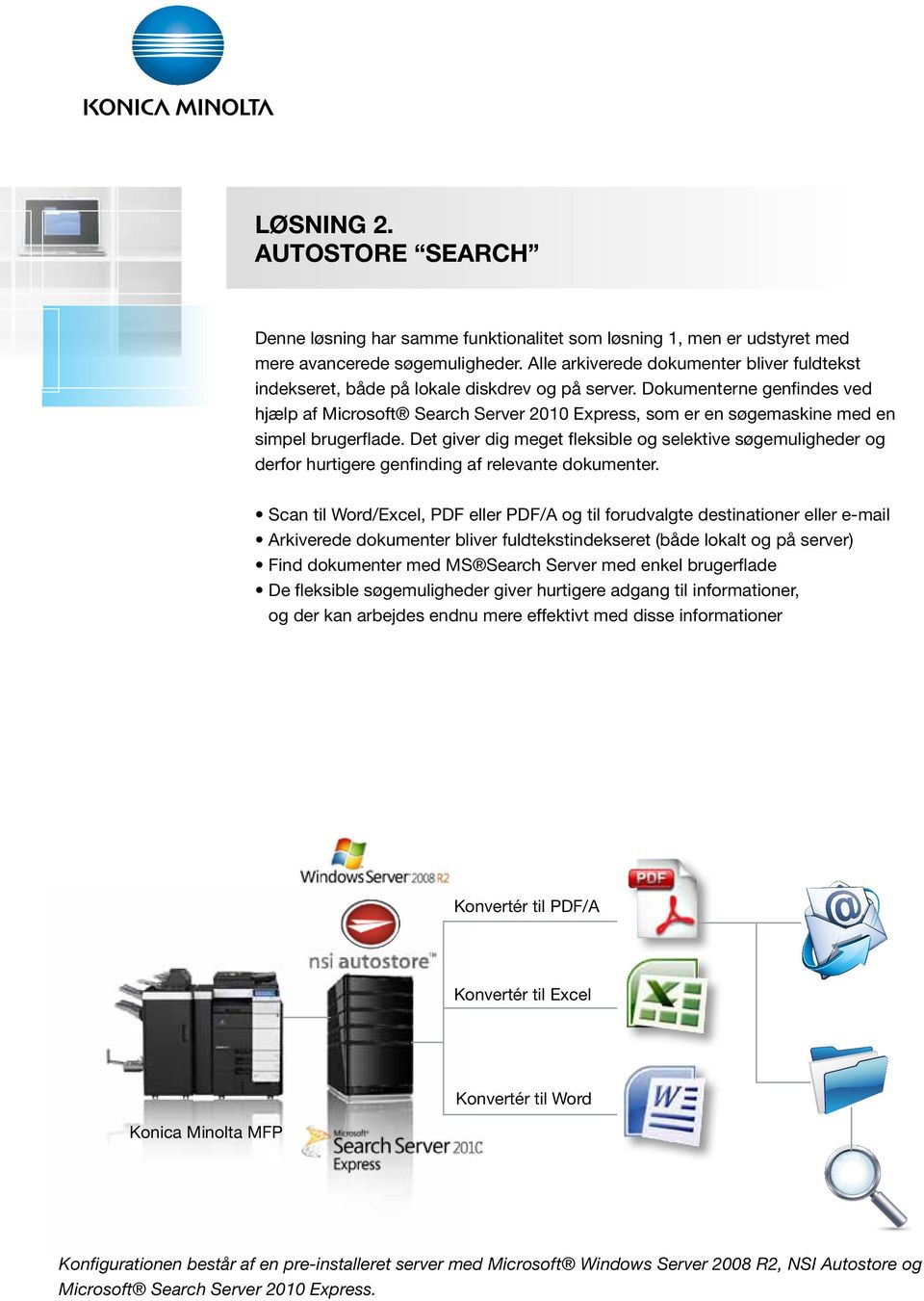Dokumenterne genfindes ved hjælp af Microsoft Search Server 2010 Express, som er en søgemaskine med en simpel brugerflade.