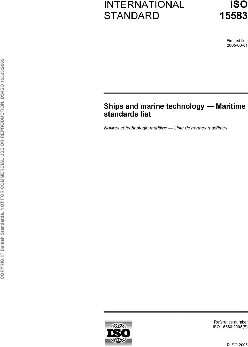 standards list Navires et technologie maritime Liste