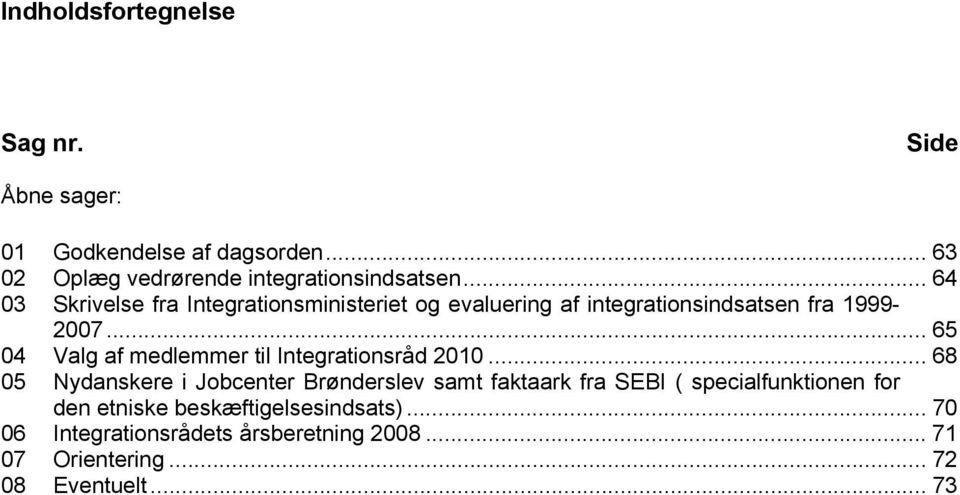 .. 65 04 Valg af medlemmer til Integrationsråd 2010.