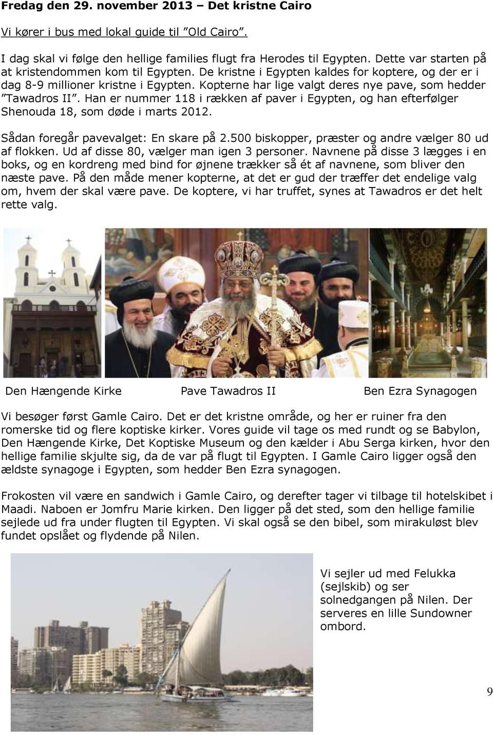Kopterne har lige valgt deres nye pave, som hedder Tawadros II. Han er nummer 118 i rækken af paver i Egypten, og han efterfølger Shenouda 18, som døde i marts 2012.