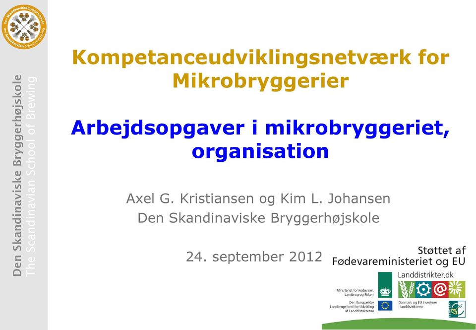 Arbejdsopgaver i mikrobryggeriet, organisation Axel G.