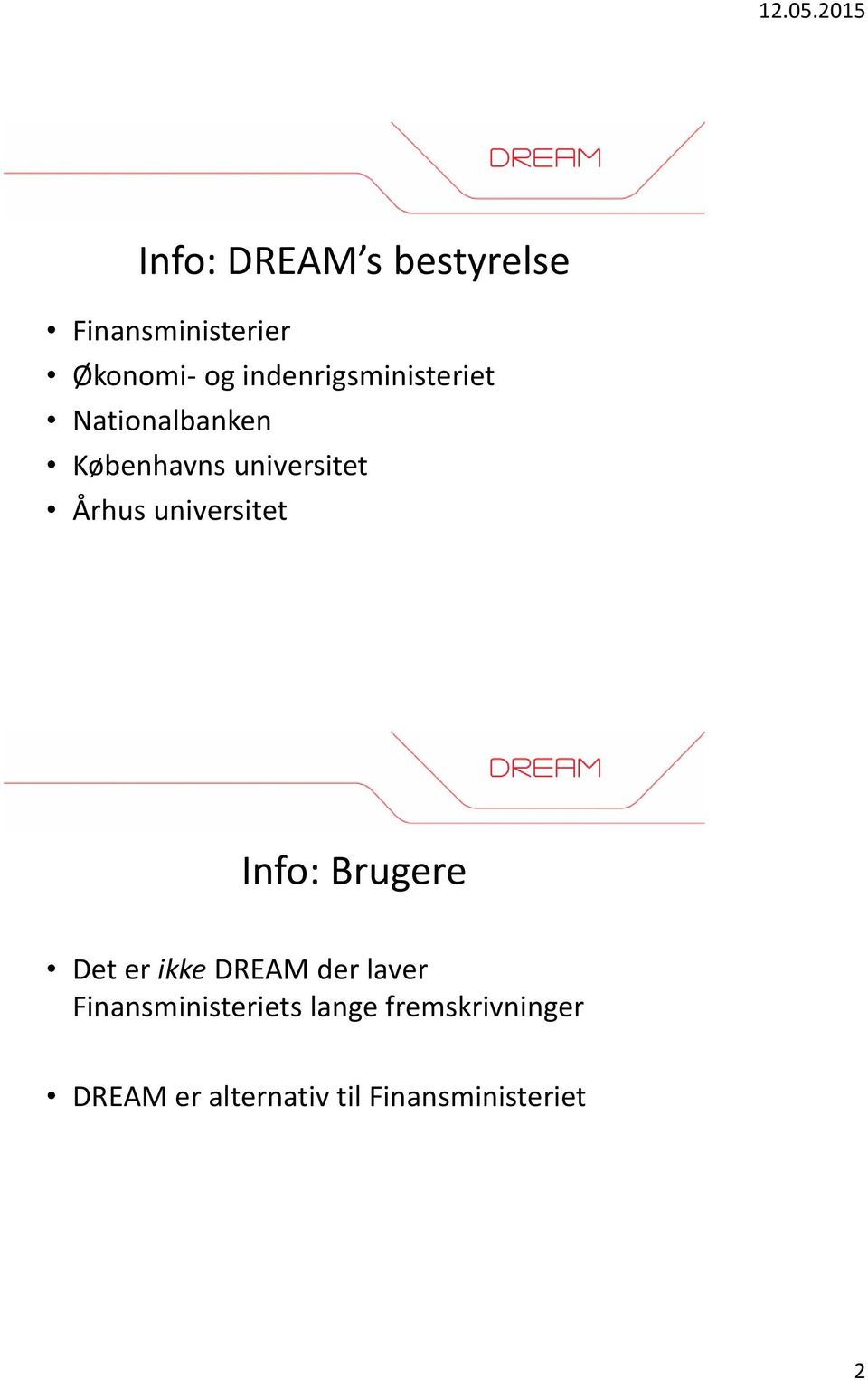 universitet Info: Brugere Det er ikke DREAM der laver