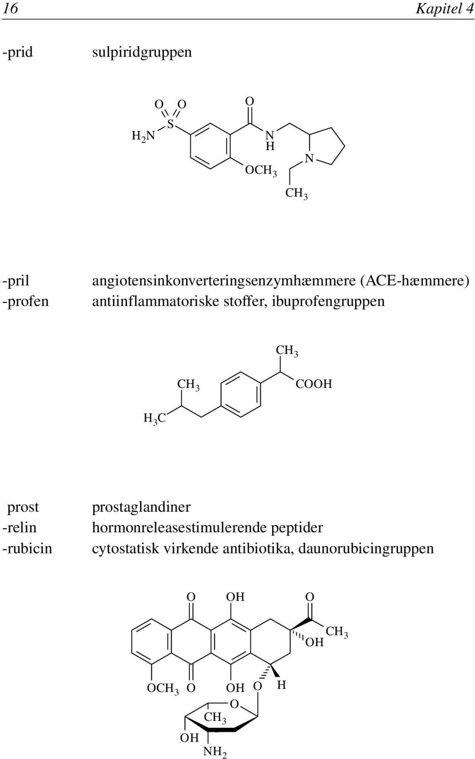 stoffer, ibuprofengruppen C 3 C 3 C 3 C -prost -relin -rubicin