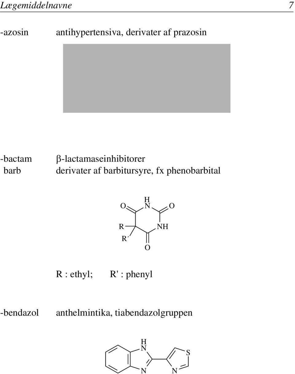 derivater af barbitursyre, fx phenobarbital R Ra R :