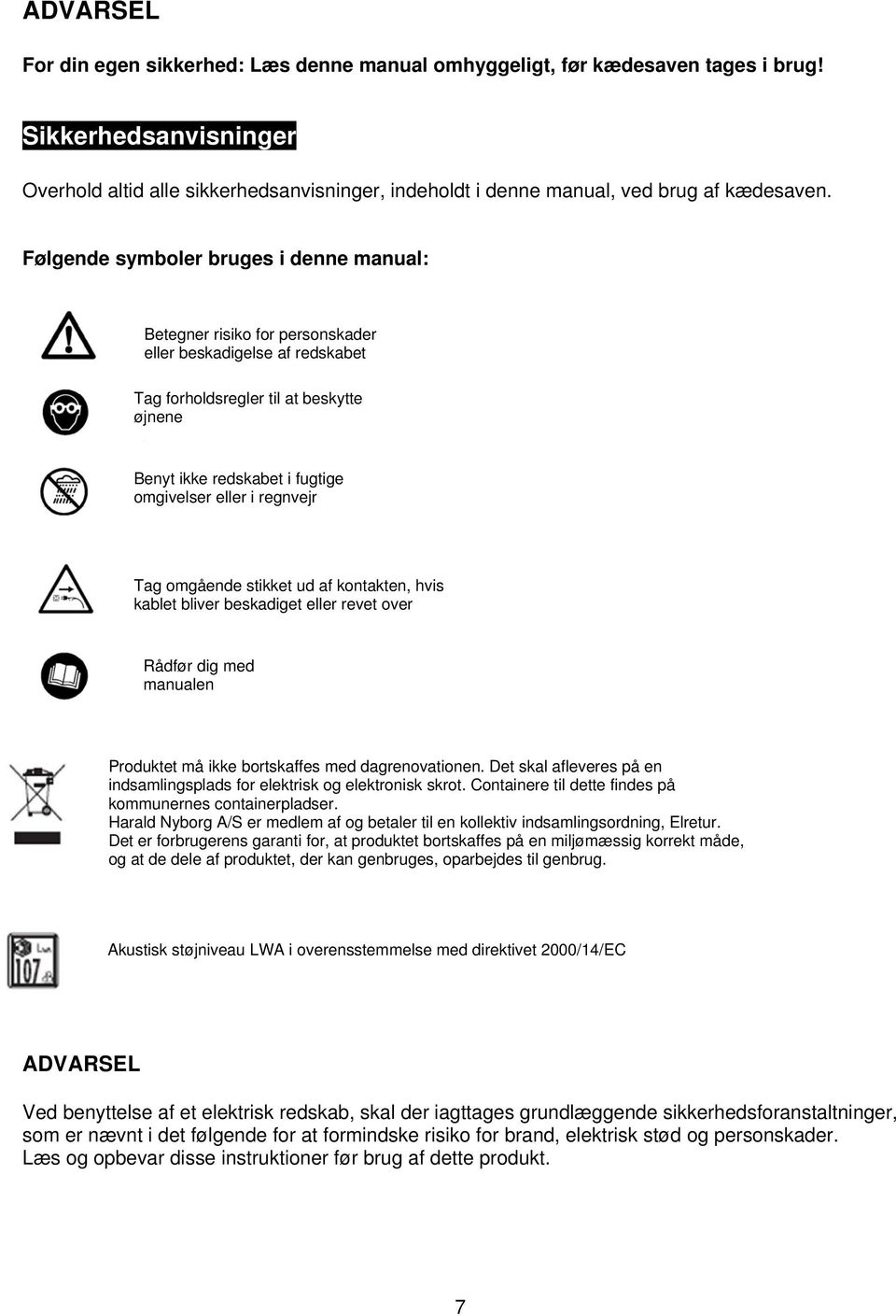 Kædesavens hoveddele. Fig. G. Fælderetning. Farezone. Flugtrute. Farezone -  PDF Free Download