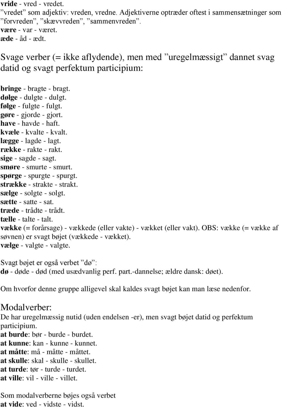 Listen over stærke verber. - PDF Gratis download