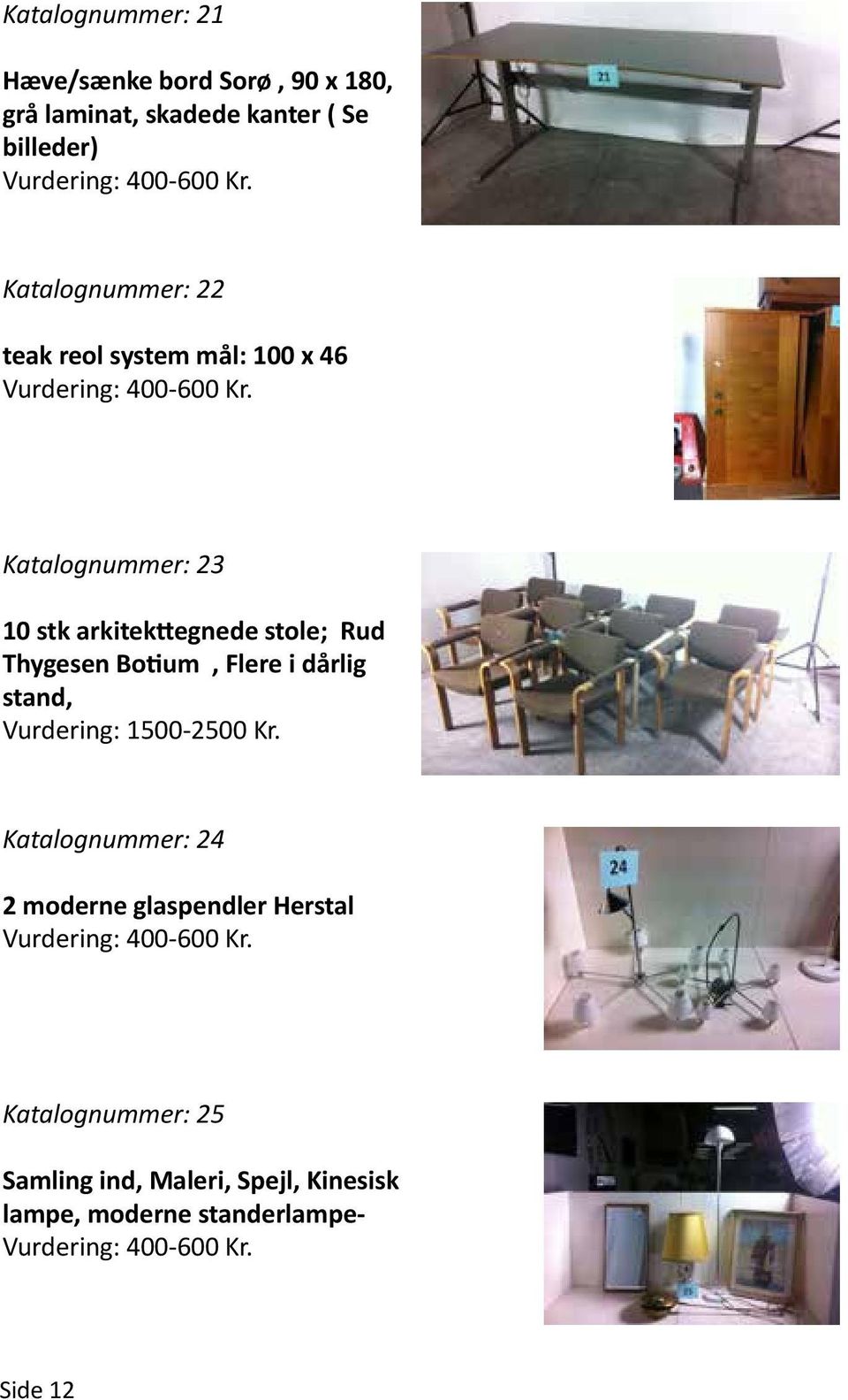 Katalognummer: 23 10 stk arkitekttegnede stole; Rud Thygesen Botium, Flere i dårlig stand, Vurdering: 1500-2500 Kr.
