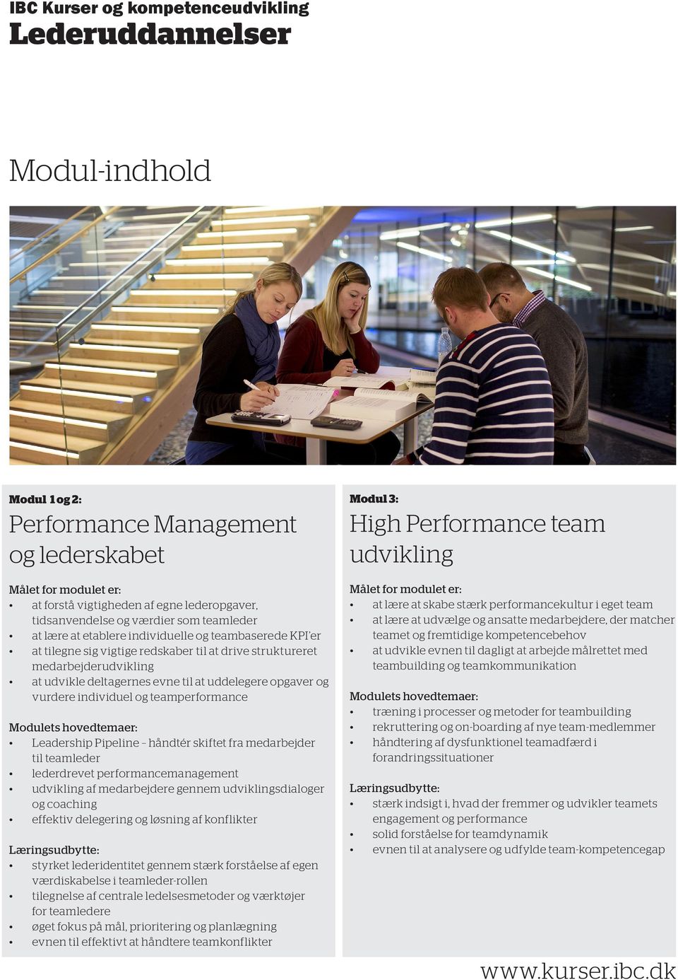 teamperformance Modulets hovedtemaer: Leadership Pipeline håndtér skiftet fra medarbejder til teamleder lederdrevet performancemanagement udvikling af medarbejdere gennem udviklingsdialoger og