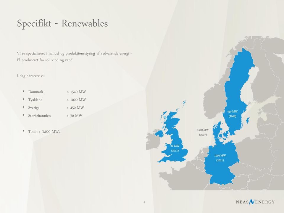 Danmark Tyskland Sverige Storbritannien > 1540 MW > 1000 MW > 450 MW > 30 MW