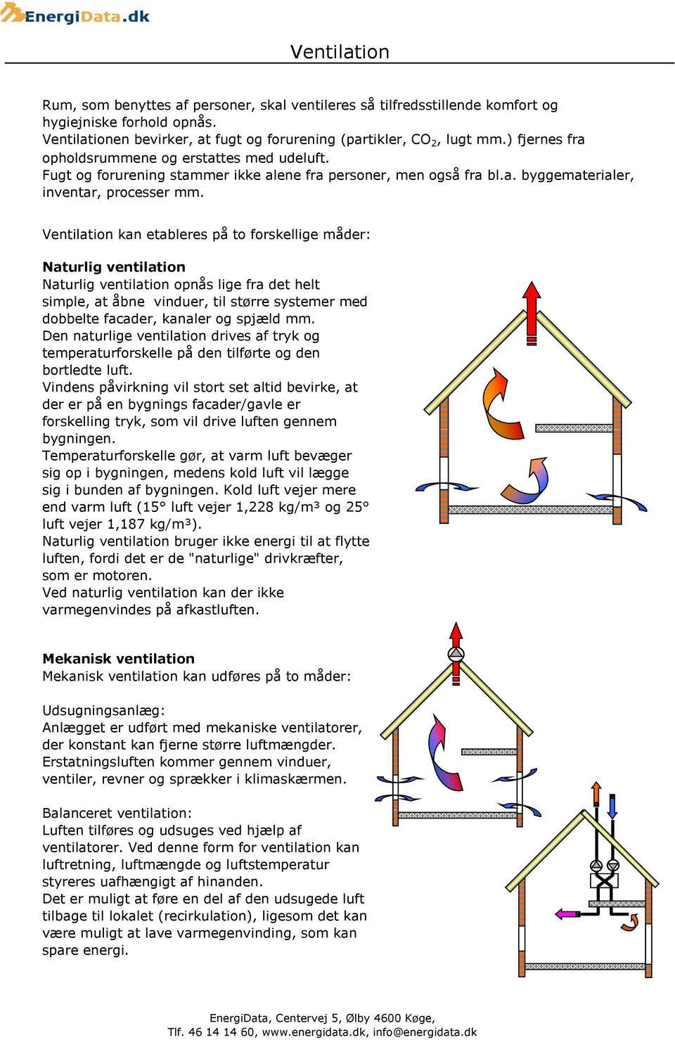 Ventilation kan etableres på to forskellige måder: Naturlig ventilation Naturlig ventilation opnås lige fra det helt simple, at åbne vinduer, til større systemer med dobbelte facader, kanaler og