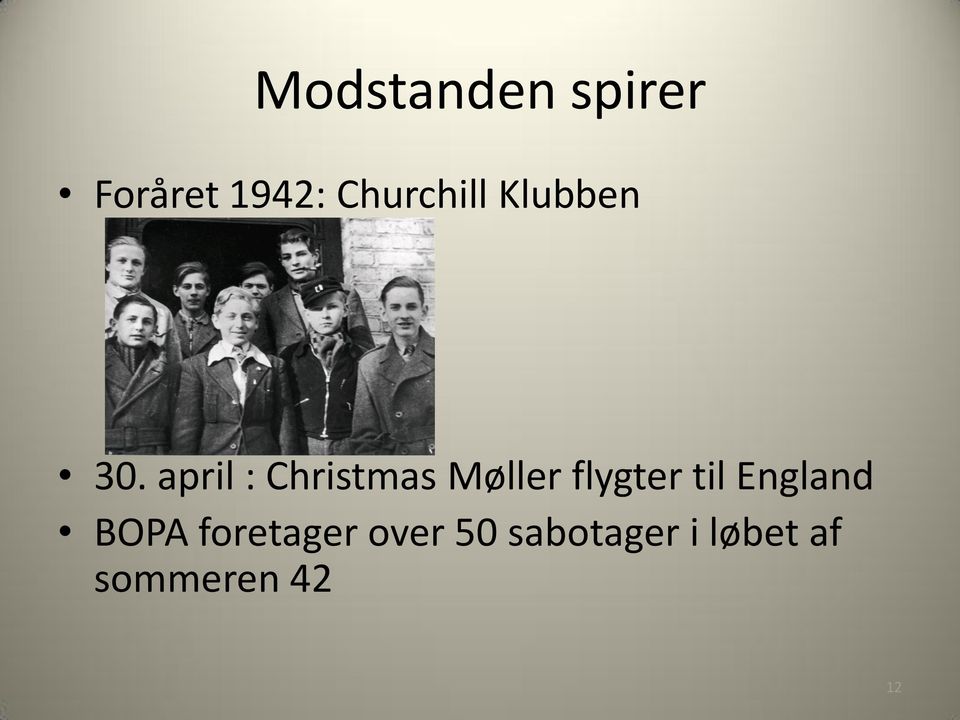 april : Christmas Møller flygter til