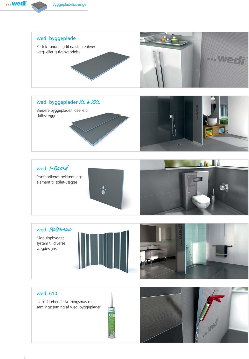 I-Board Præfabrikeret beklædningselement til toilet-vægge wedi Moltoromo Modulopbygget