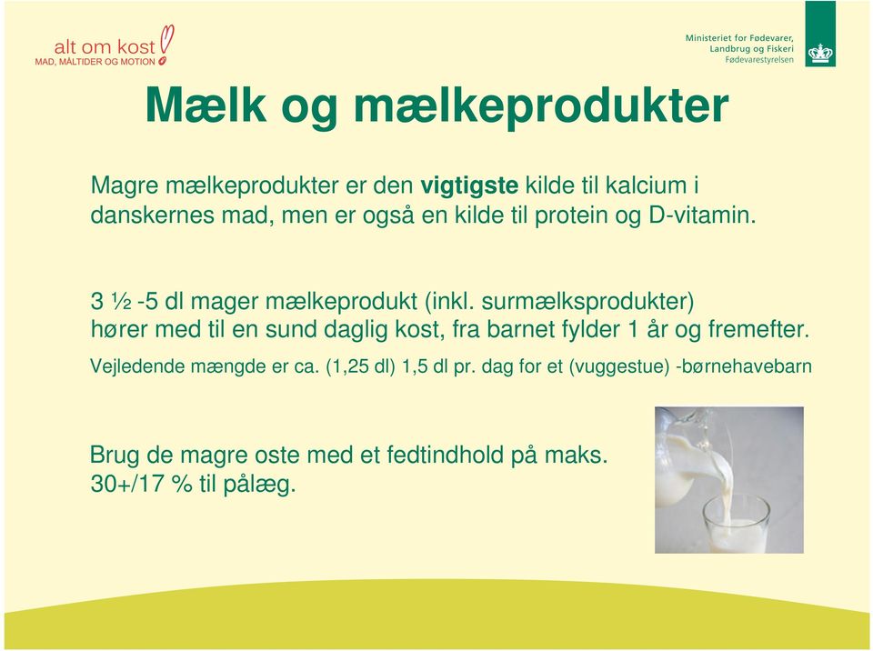 surmælksprodukter) hører med til en sund daglig kost, fra barnet fylder 1 år og fremefter.