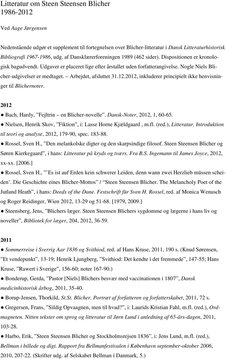 Litteratur om Steen Steensen Blicher - PDF Gratis download