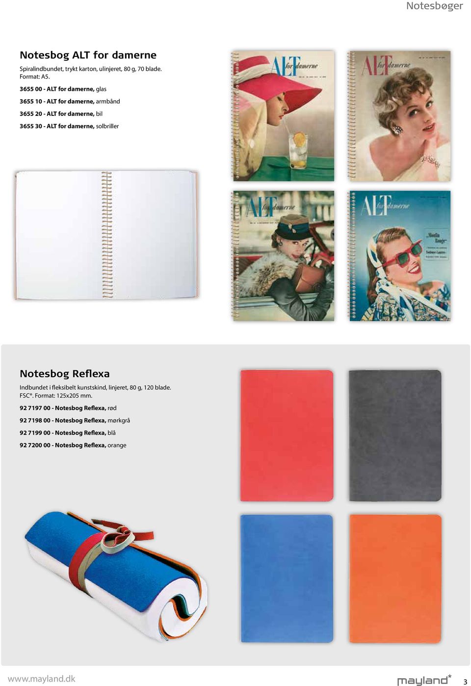 solbriller Notesbog Reflexa Indbundet i fleksibelt kunstskind, linjeret, 80 g, 120 blade. FSC. Format: 125x205 mm.