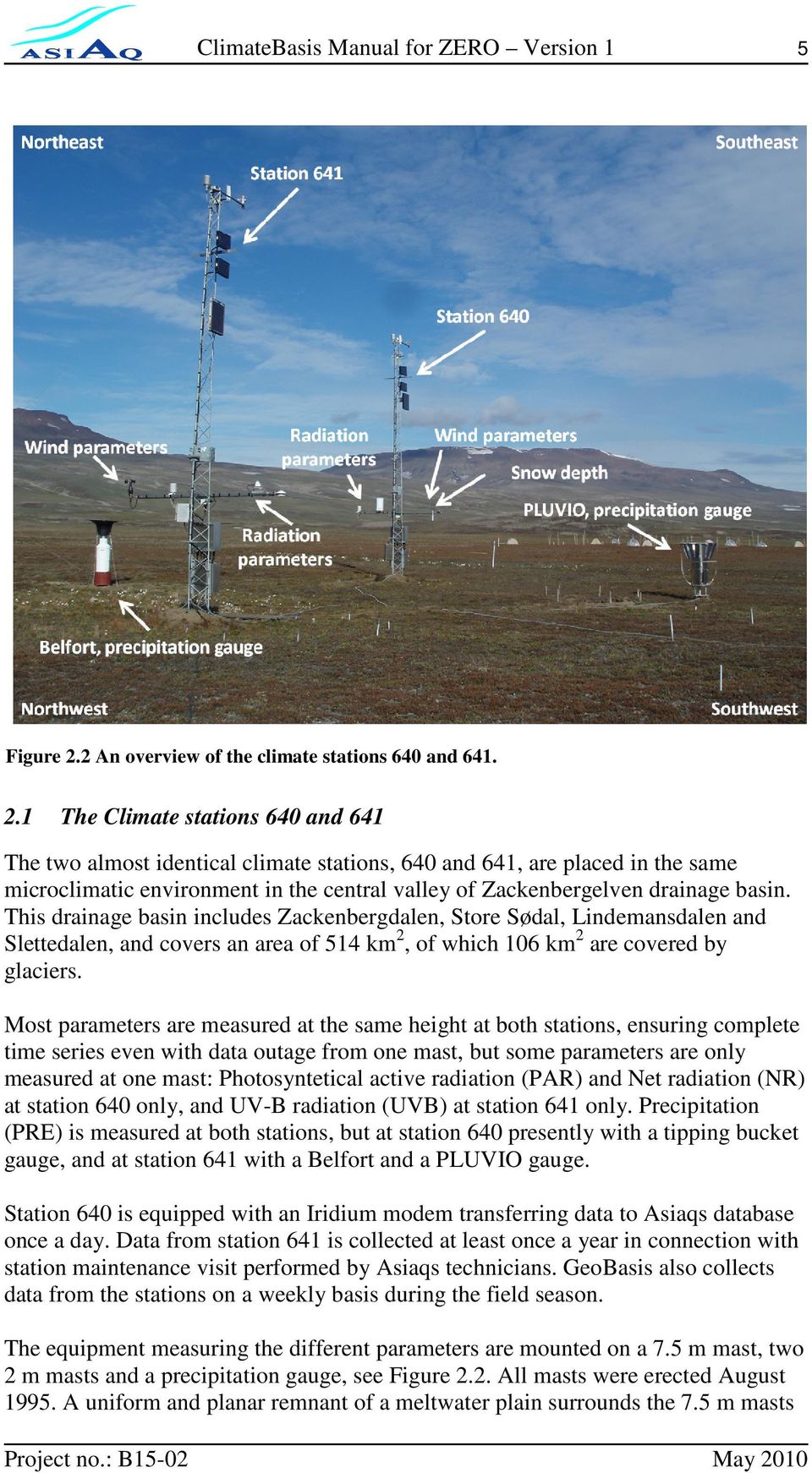 1 The Climate stations 64 and 641 The two almost identical climate stations, 64 and 641, are placed in the same microclimatic environment in the central valley of Zackenbergelven drainage basin.
