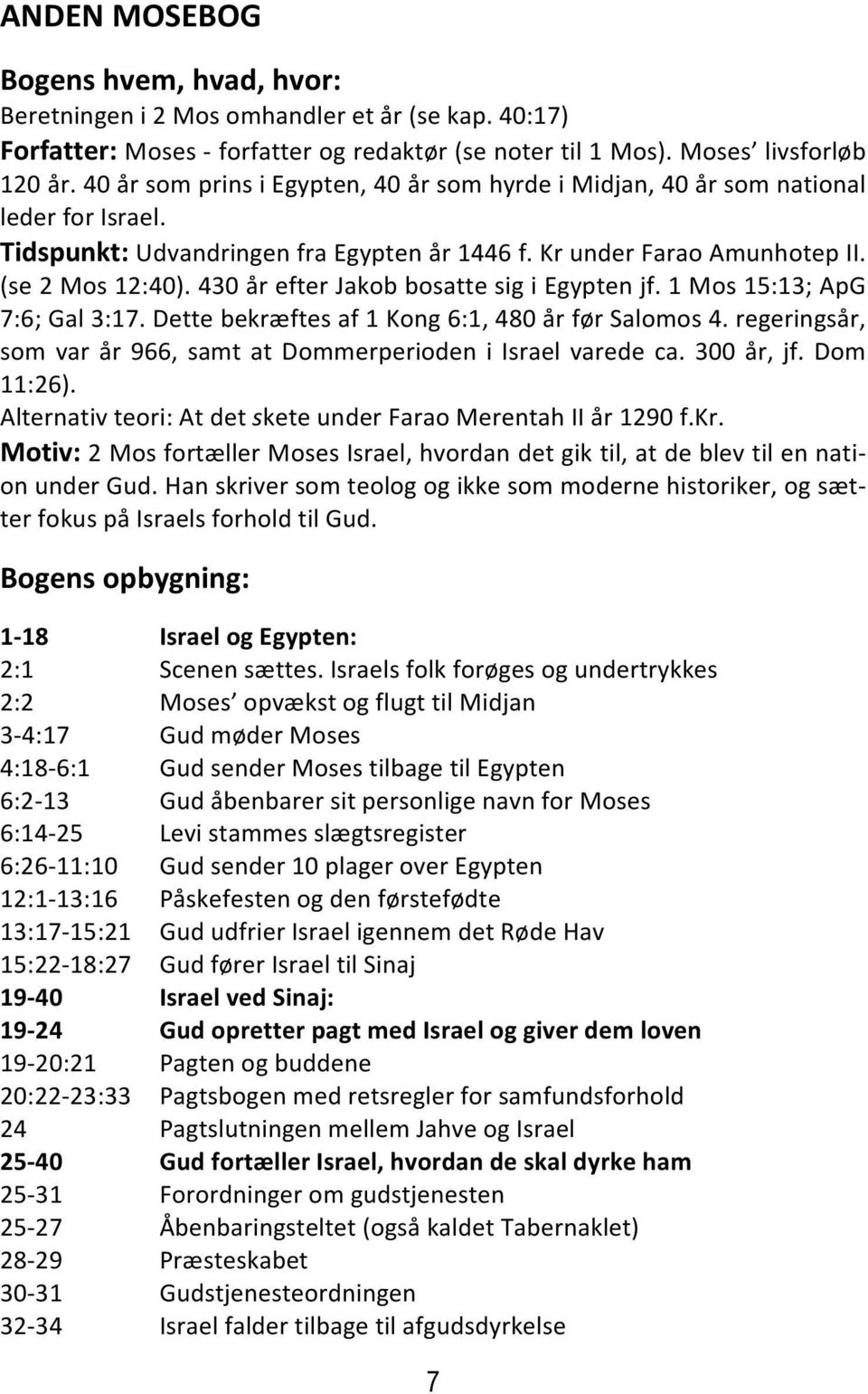430 år efter Jakob bosatte sig i Egypten jf. 1 Mos 15:13; ApG 7:6; Gal 3:17. Dette bekræftes af 1 Kong 6:1, 480 år før Salomos 4.