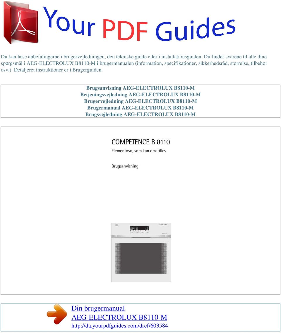 Din brugermanual AEG-ELECTROLUX B8110-M - PDF Free Download