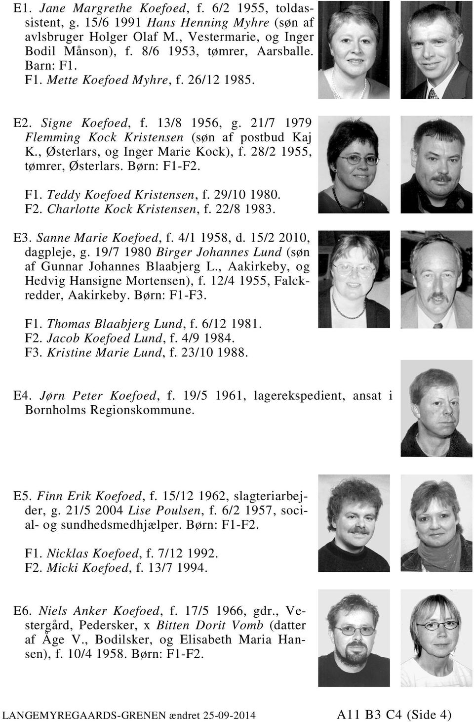 , Aakirkeby, og Hedvig Hansigne Mortensen), f. 12/4 1955, Falck- redder, Aakirkeby. Børn: F1-F3. F1. Thomas Blaabjerg Lund, f. 6/12 1981. F2. Jacob Koefoed Lund, f. 4/9 1984. F3.