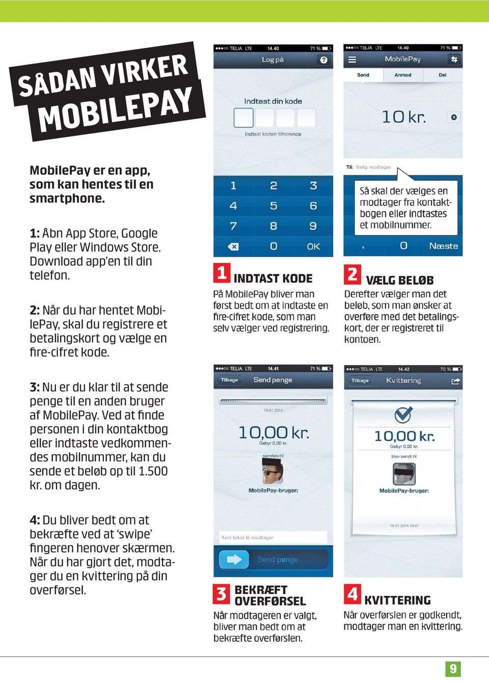 3: Nu er du klar til at sende penge til en anden bruger af MobilePay.