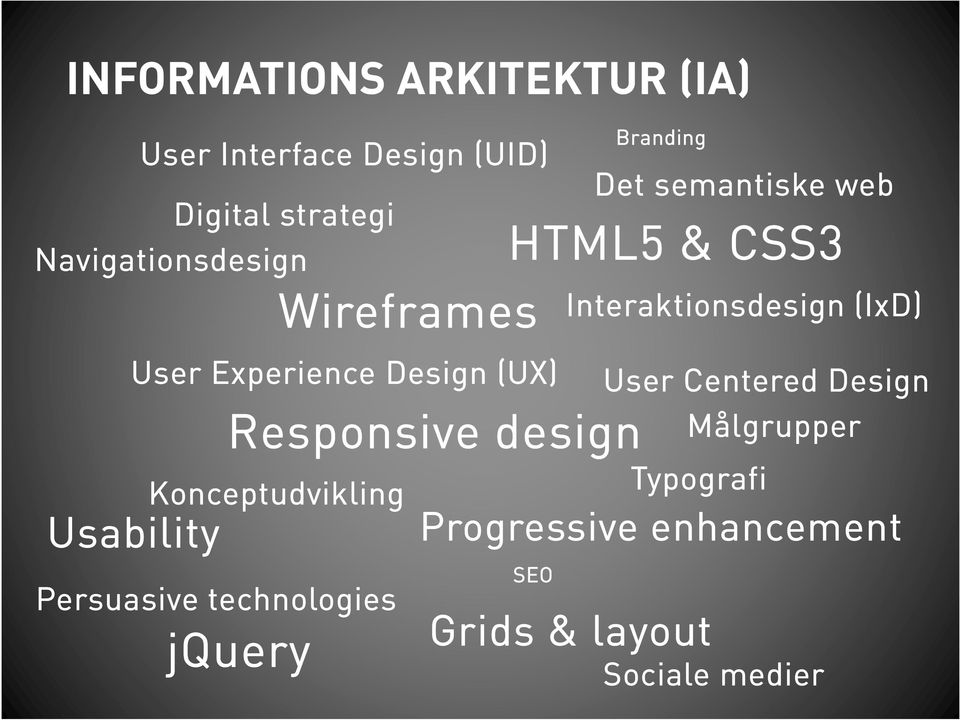 Experience Design (UX) User Centered Design Målgrupper Usability Persuasive technologies
