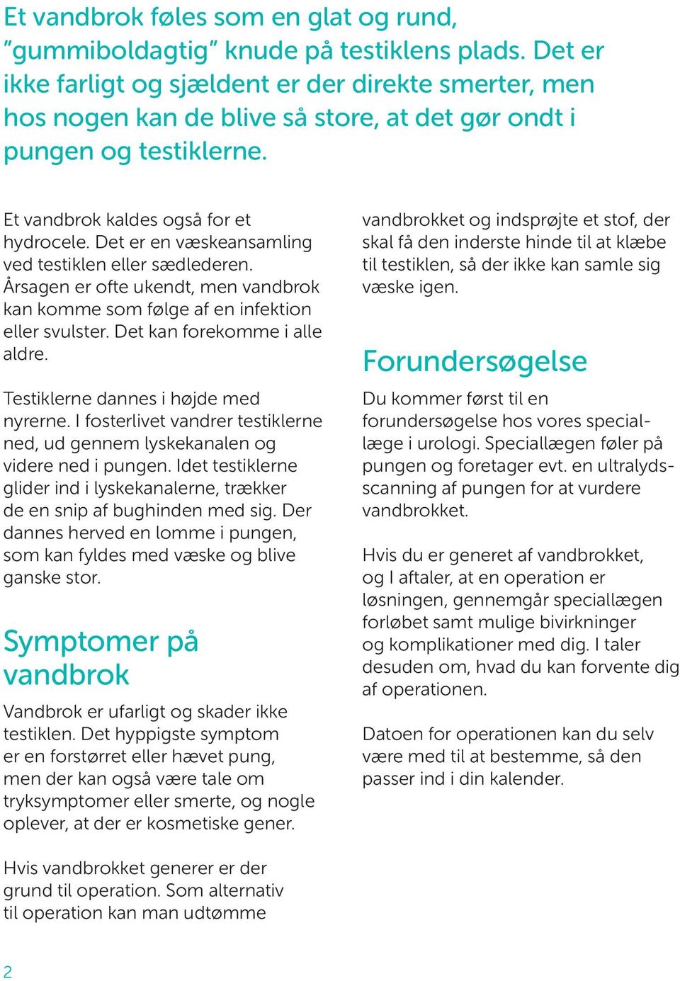 Patientvejledning. Vandbrok. Hydrocele - PDF Gratis download
