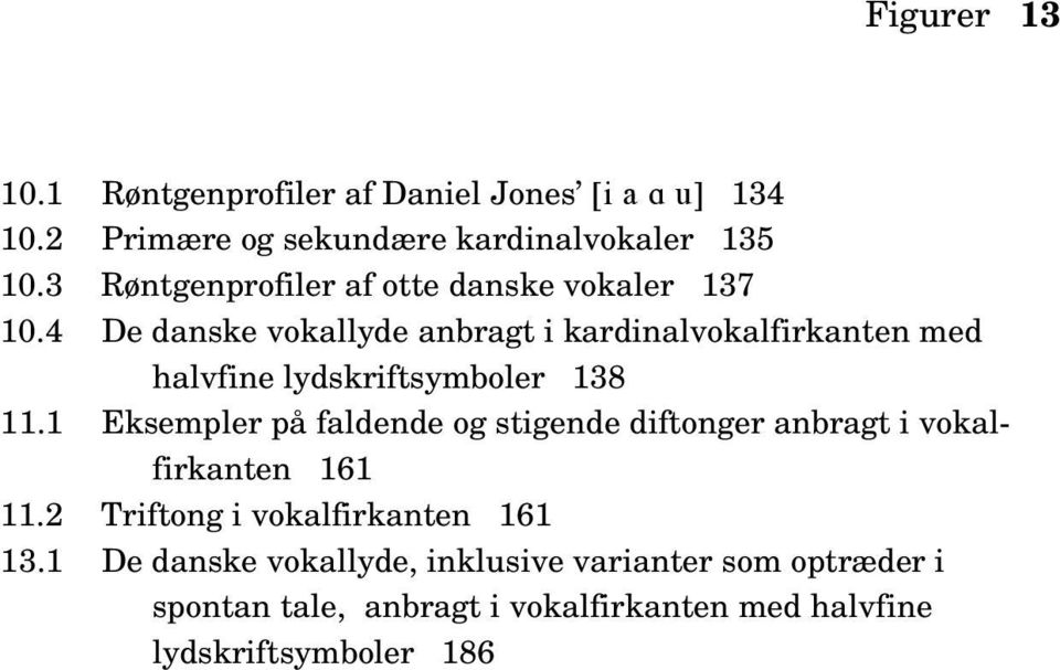 4 De danske vokallyde anbragt i kardinalvokalfirkanten med halvfine lydskriftsymboler 138 11.