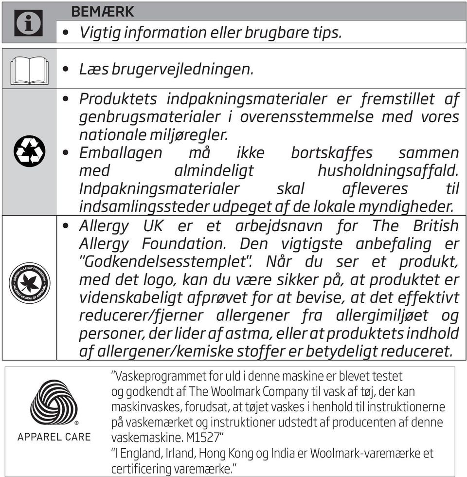 Allergy UK er et arbejdsnavn for The British Allergy Foundation. Den vigtigste anbefaling er "Godkendelsesstemplet".