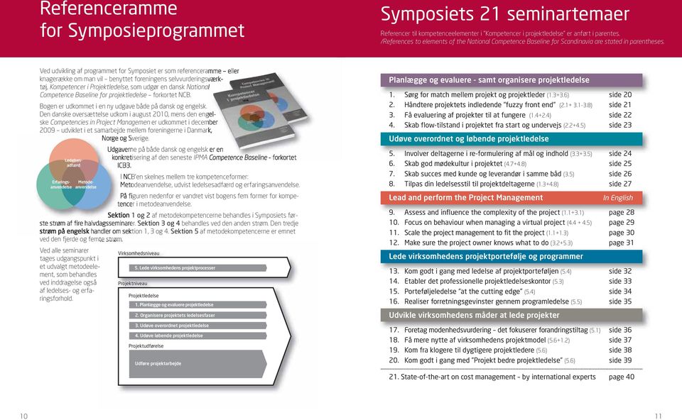 Ved udvikling af programmet for Symposiet er som referenceramme eller knagerække om man vil benyttet foreningens selvvurderingsværktøj, Kompetencer i Projektledelse, som udgør en dansk National