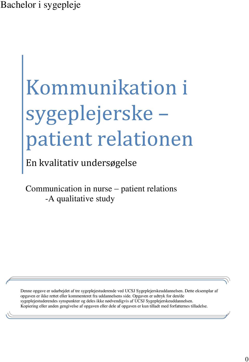Kommunikation i sygeplejerske patient relationen - PDF Gratis download