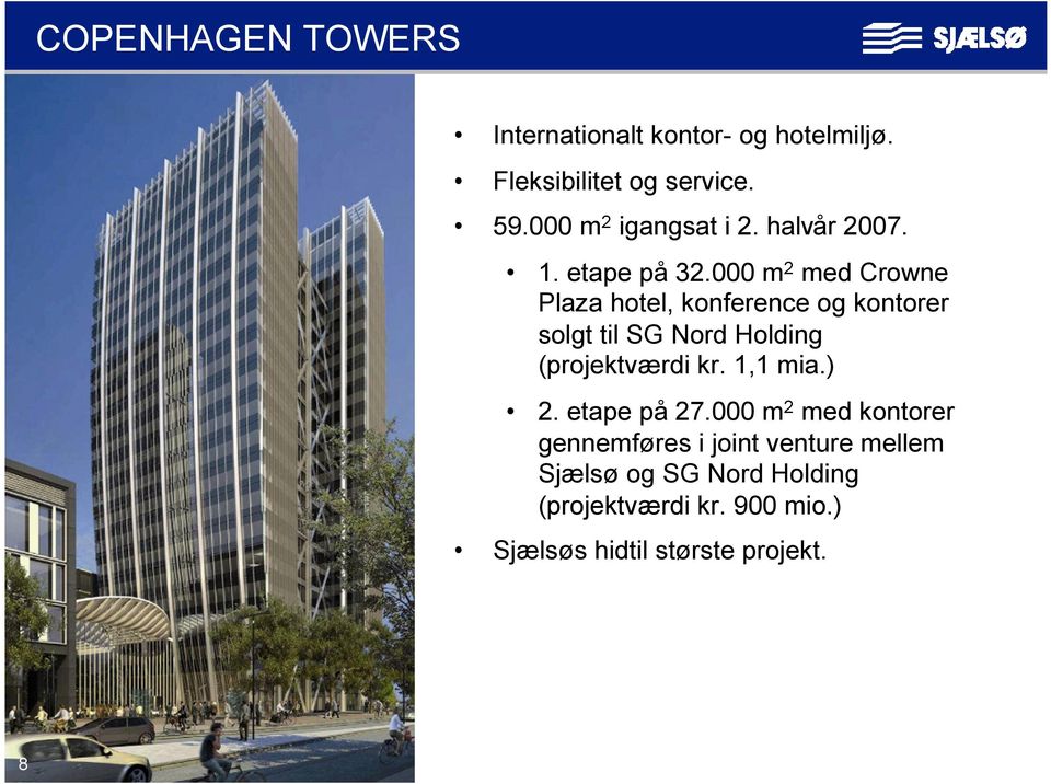 000 m2 med Crowne Plaza hotel, konference og kontorer solgt til SG Nord Holding (projektværdi kr.