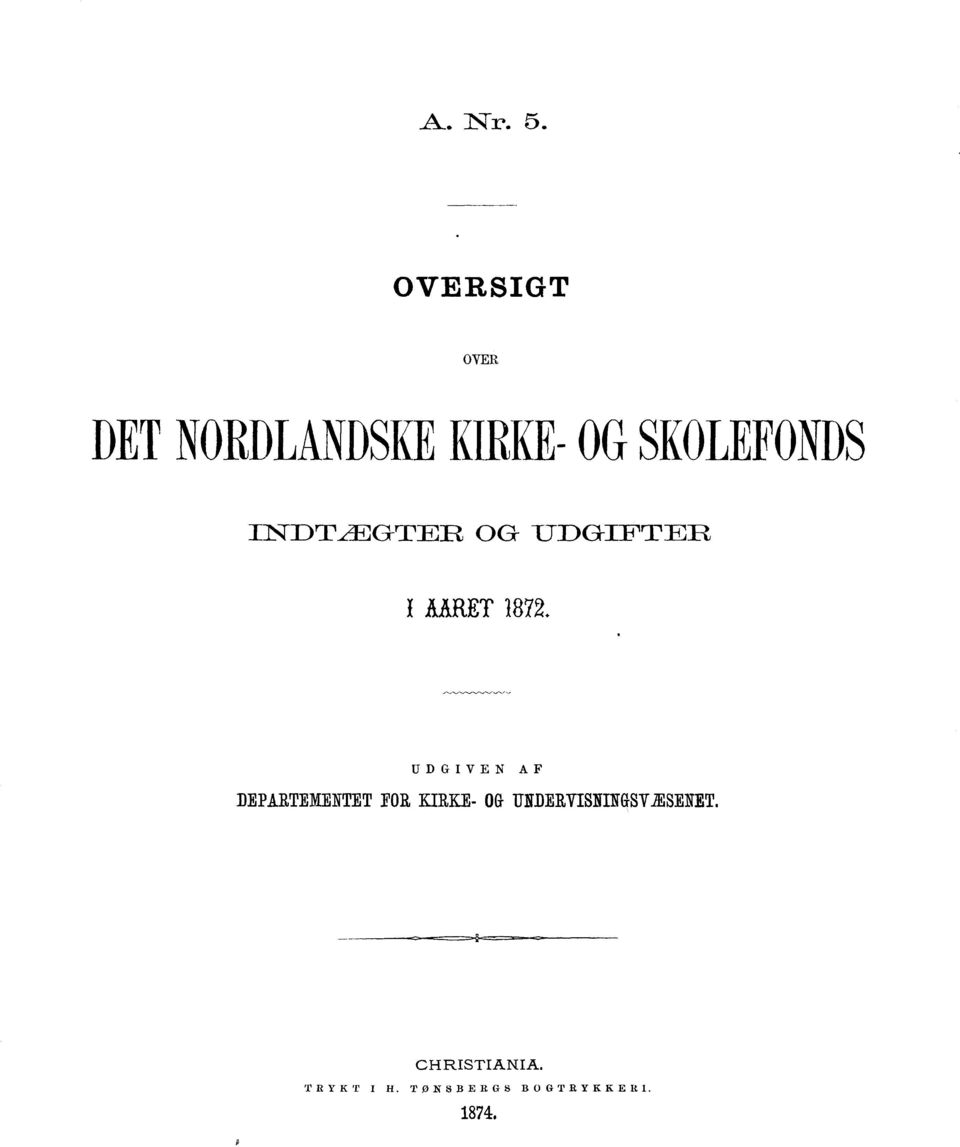 INDTÆGT F+:R OG UDGIFT N;R I AARET 1872.