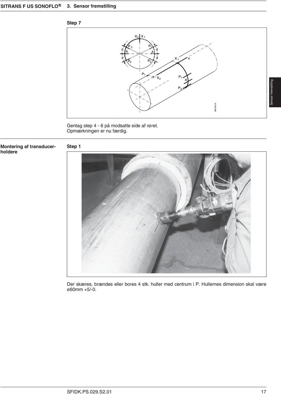 Montering af transducerholdere Step 1 Der skæres, brændes eller