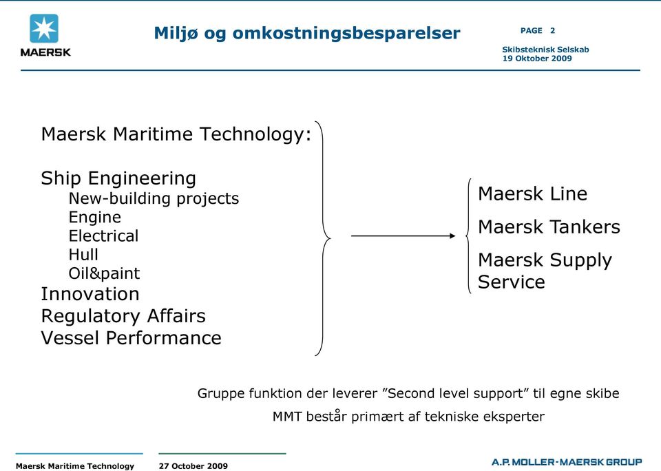Performance Maersk Line Maersk Tankers Maersk Supply Service Gruppe funktion