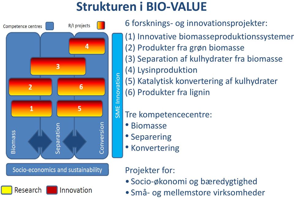biomasse (4) Lysinproduktion (5) Katalytisk konvertering af kulhydrater (6) Produkter fra lignin Tre