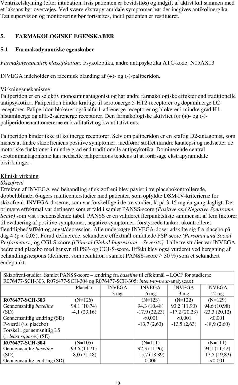1 Farmakodynamiske egenskaber Farmakoterapeutisk klassifikation: Psykoleptika, andre antipsykotika ATC-kode: N05AX13 indeholder en racemisk blanding af (+)- og (-)-paliperidon.