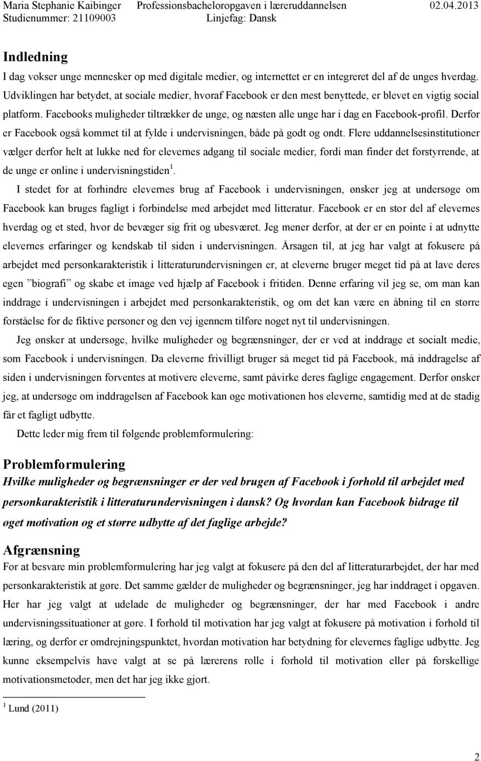 Facebook og personkarakteristik - PDF Free Download