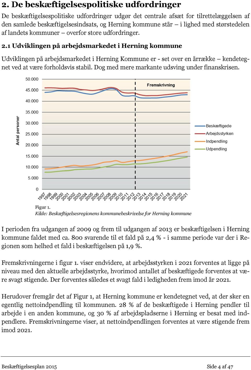 1 Udviklingen på arbejdsmarkedet i Herning kommune Udviklingen på arbejdsmarkedet i Herning Kommune er - set over en årrække kendetegnet ved at være forholdsvis stabil.
