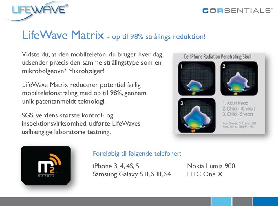 LifeWave Matrix reducerer potentiel farlig mobiltelefonstråling med op til 98%, gennem unik patentanmeldt teknologi.