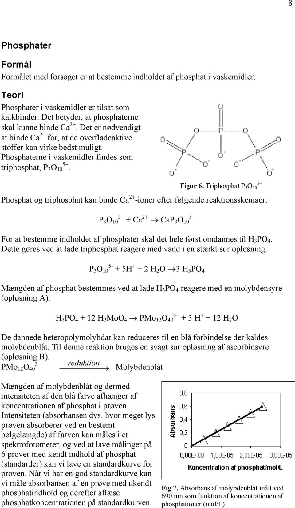 Phosphaterne i vaskemidler findes som triphosphat, P 3 O 10 5. Figur 6.