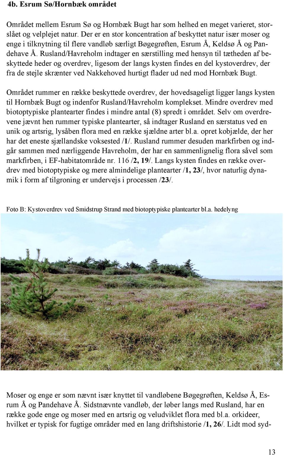 Rusland/Havreholm indtager en særstilling med hensyn til tætheden af beskyttede heder og overdrev, ligesom der langs kysten findes en del kystoverdrev, der fra de stejle skrænter ved Nakkehoved