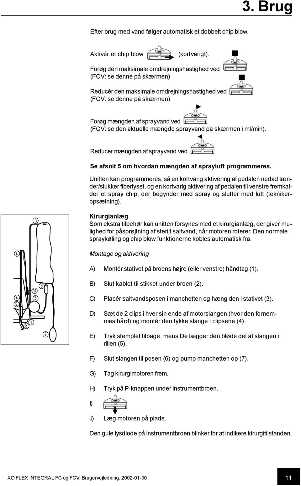 mængde sprayvand på skærmen i ml/min). Reducer mængden af sprayvand ved Se afsnit 5 om hvordan mængden af sprayluft programmeres.